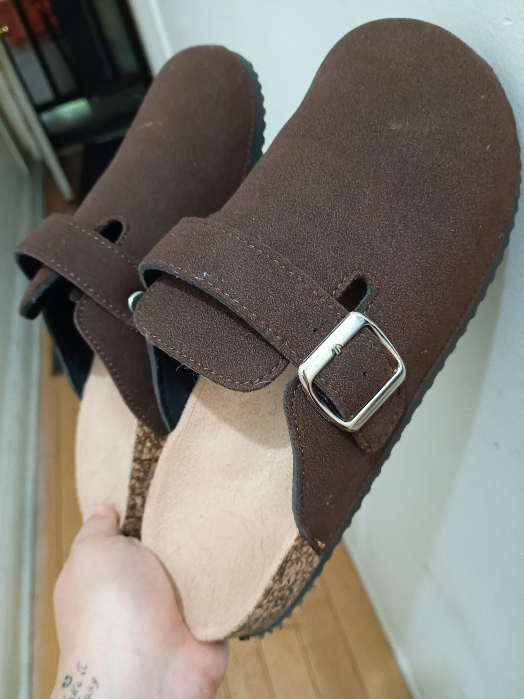 Brown Suede Slip-on Clogs Size 38 - photo 2