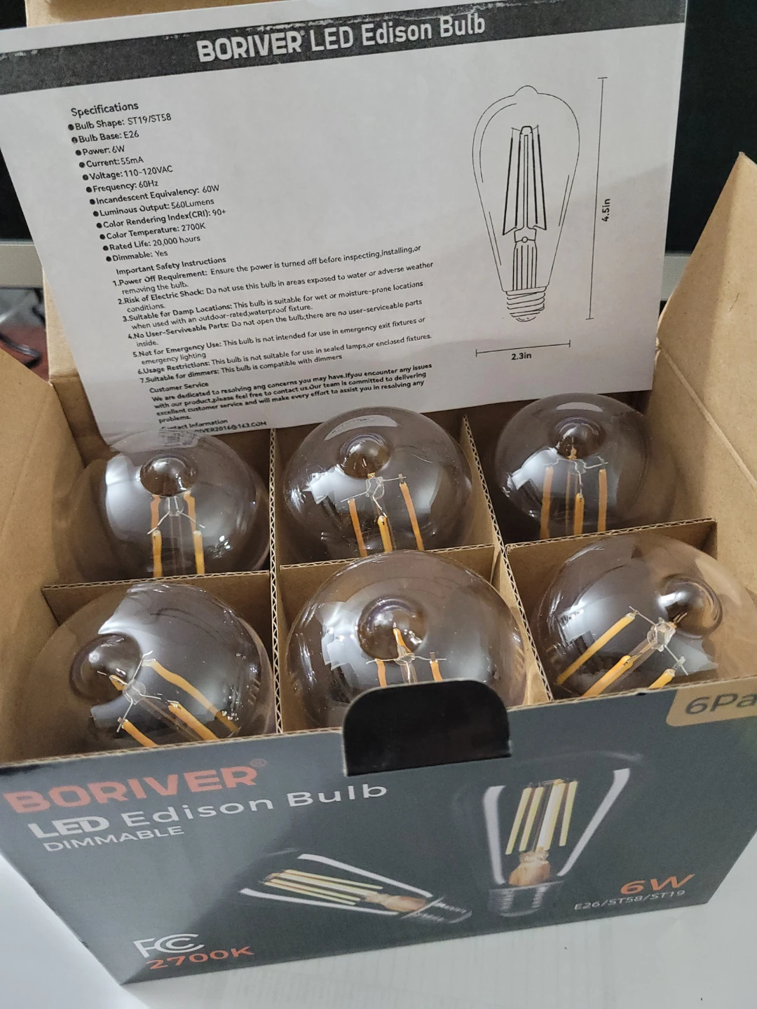 Boriver 6-Pack LED Edison Bulbs - photo 2