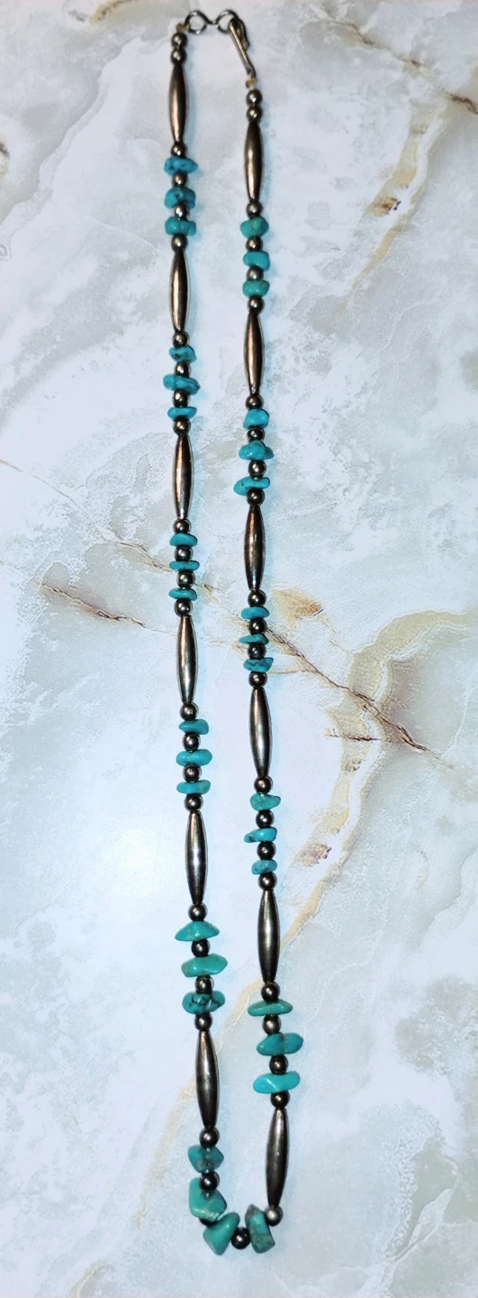 GENUINE TURQUISE AND STERLING SILVER NECKLACE - photo 2