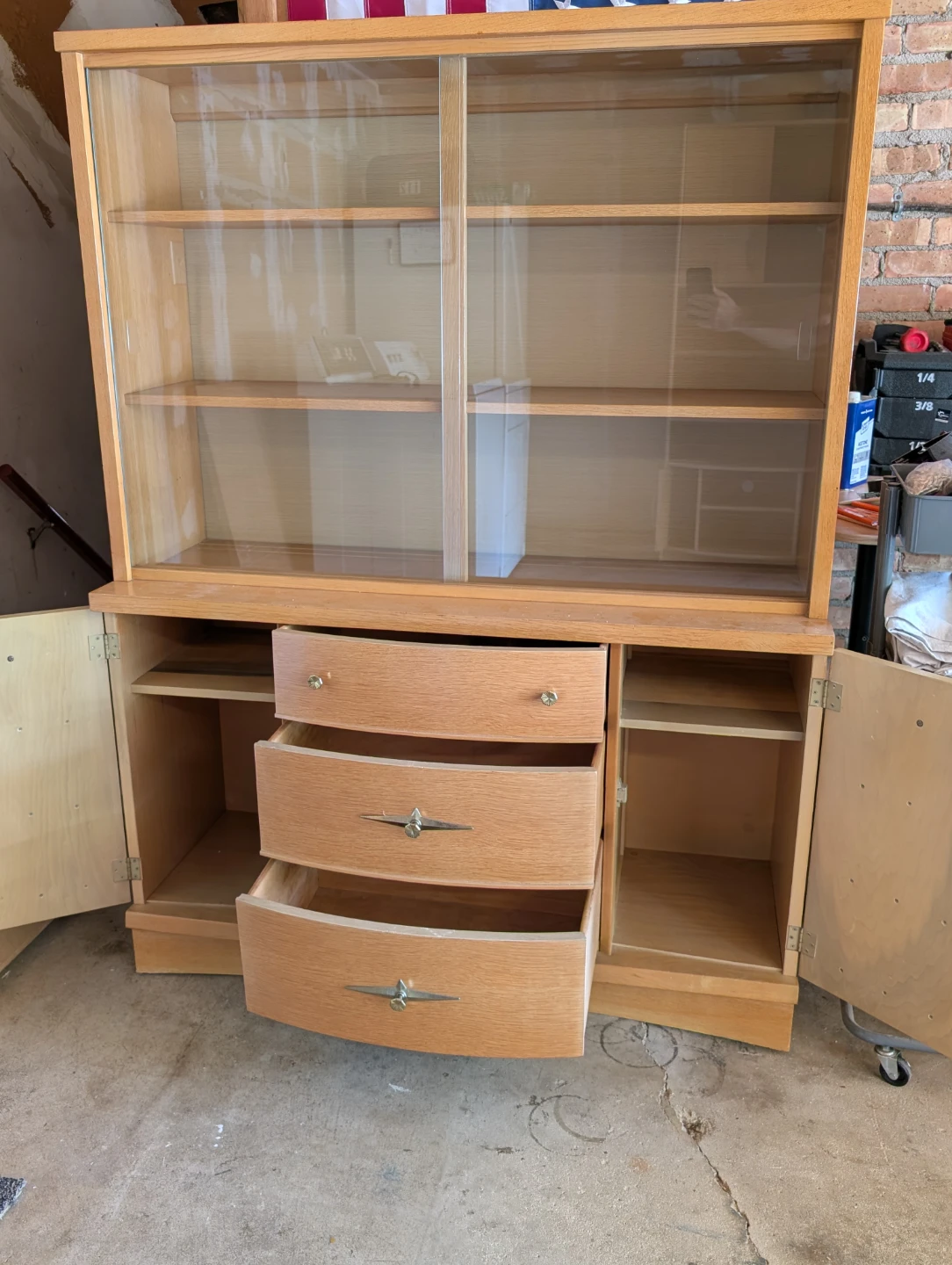 Light Wood Hutch Cabinet with Storage