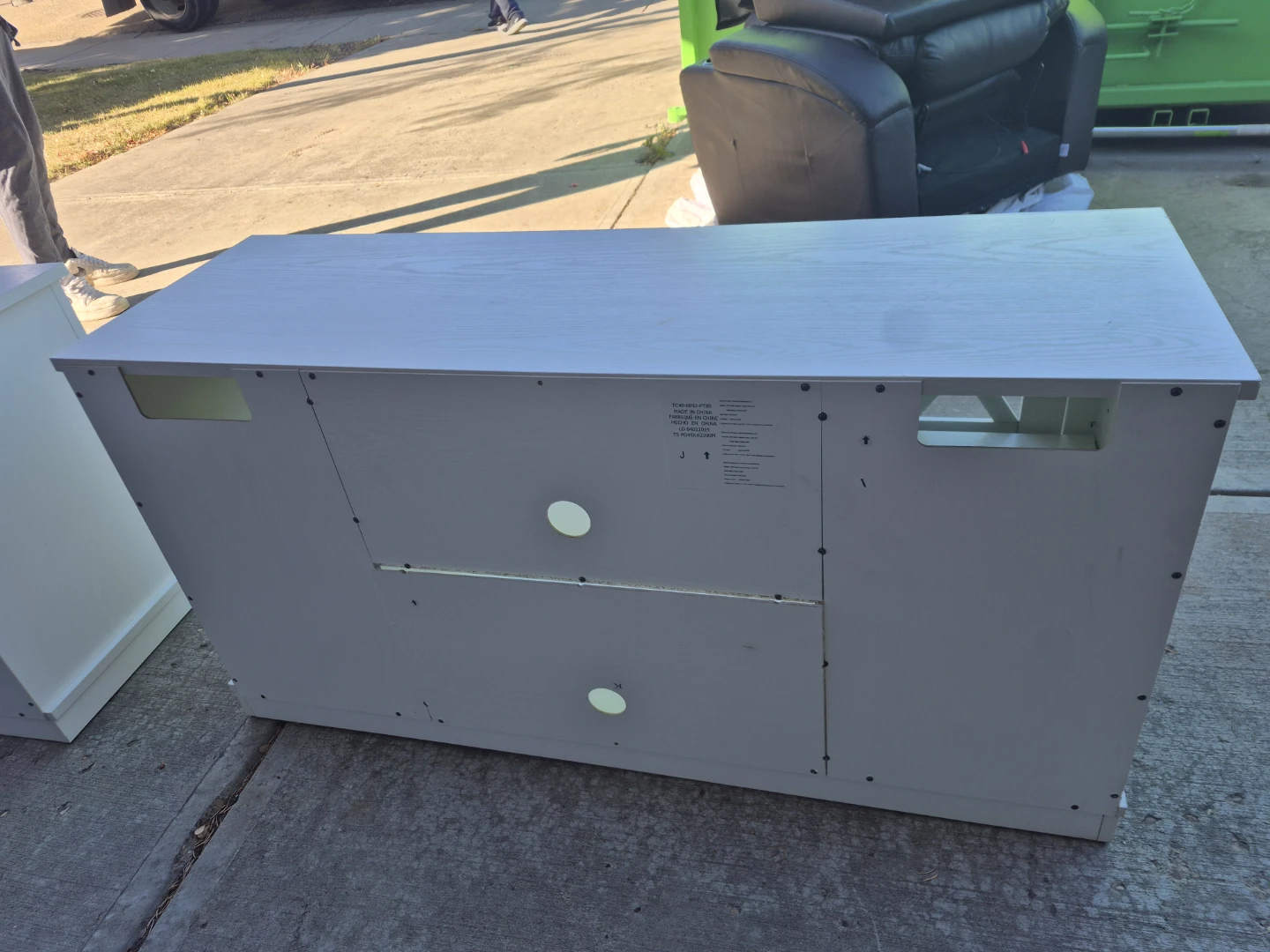 Two White Media Console TV Stand - photo 4