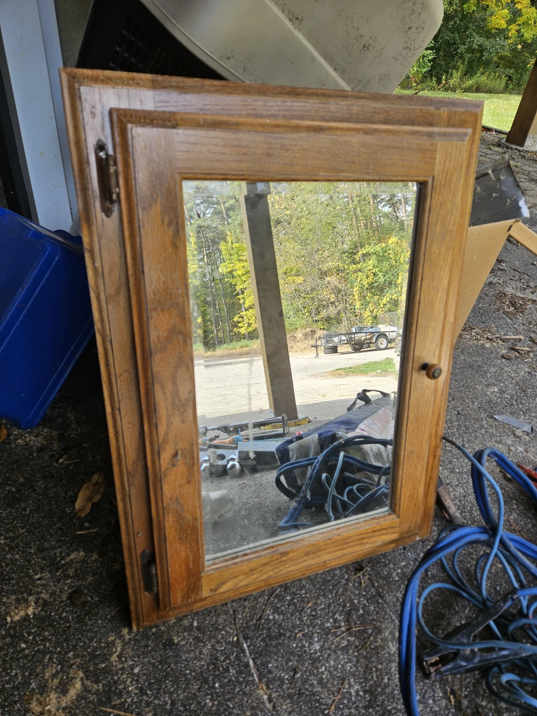 Oak Bathroom Medicine Cabinet with Mirror