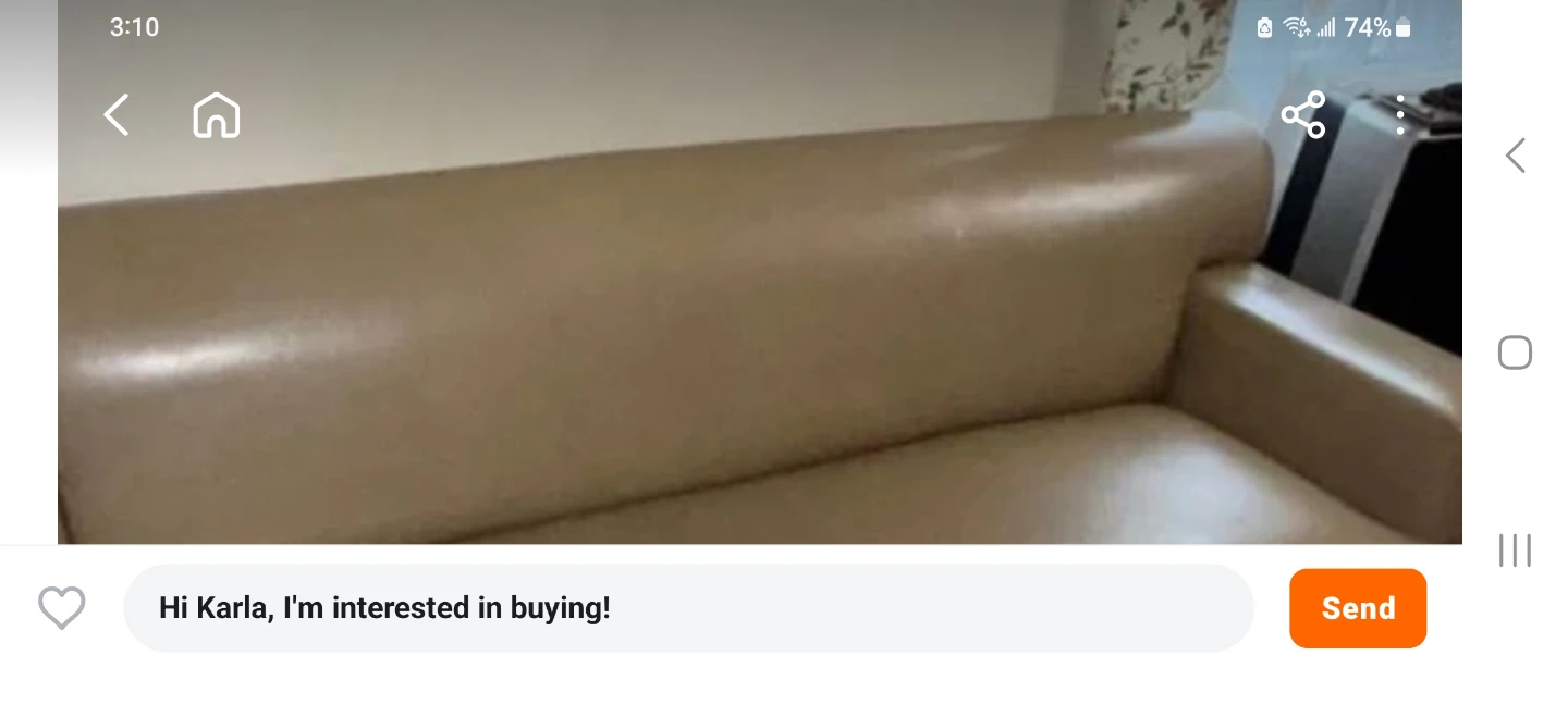 Tan Faux Leather Sofa