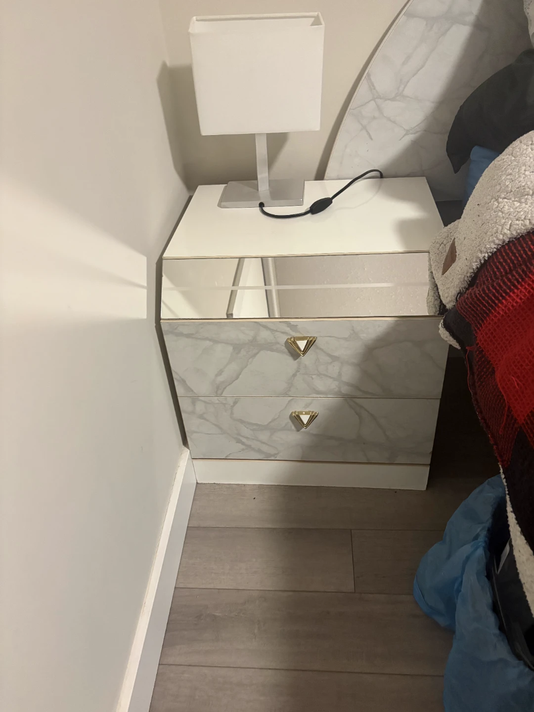 Three-Drawer Nightstand with Textured Finish