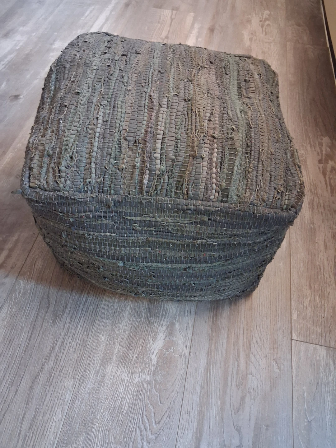 Textured Leather Floor Pouf