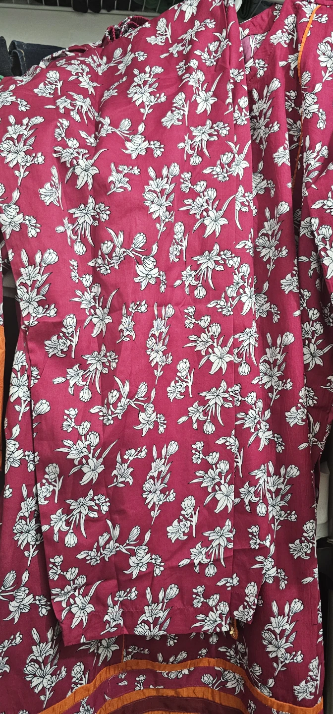 Pink Floral Print Long Kurta
