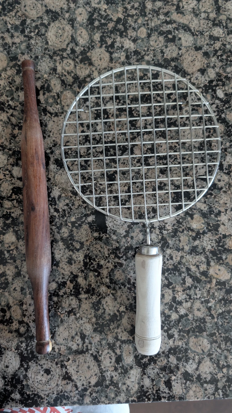 Wooden Rolling Pin and Metal Roti Grill