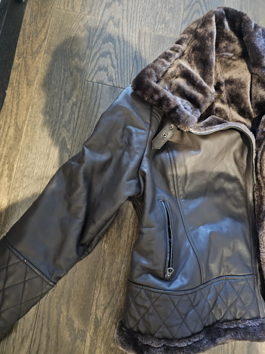 Brown genuine Leather Jacket with Fur Lining - photo 5