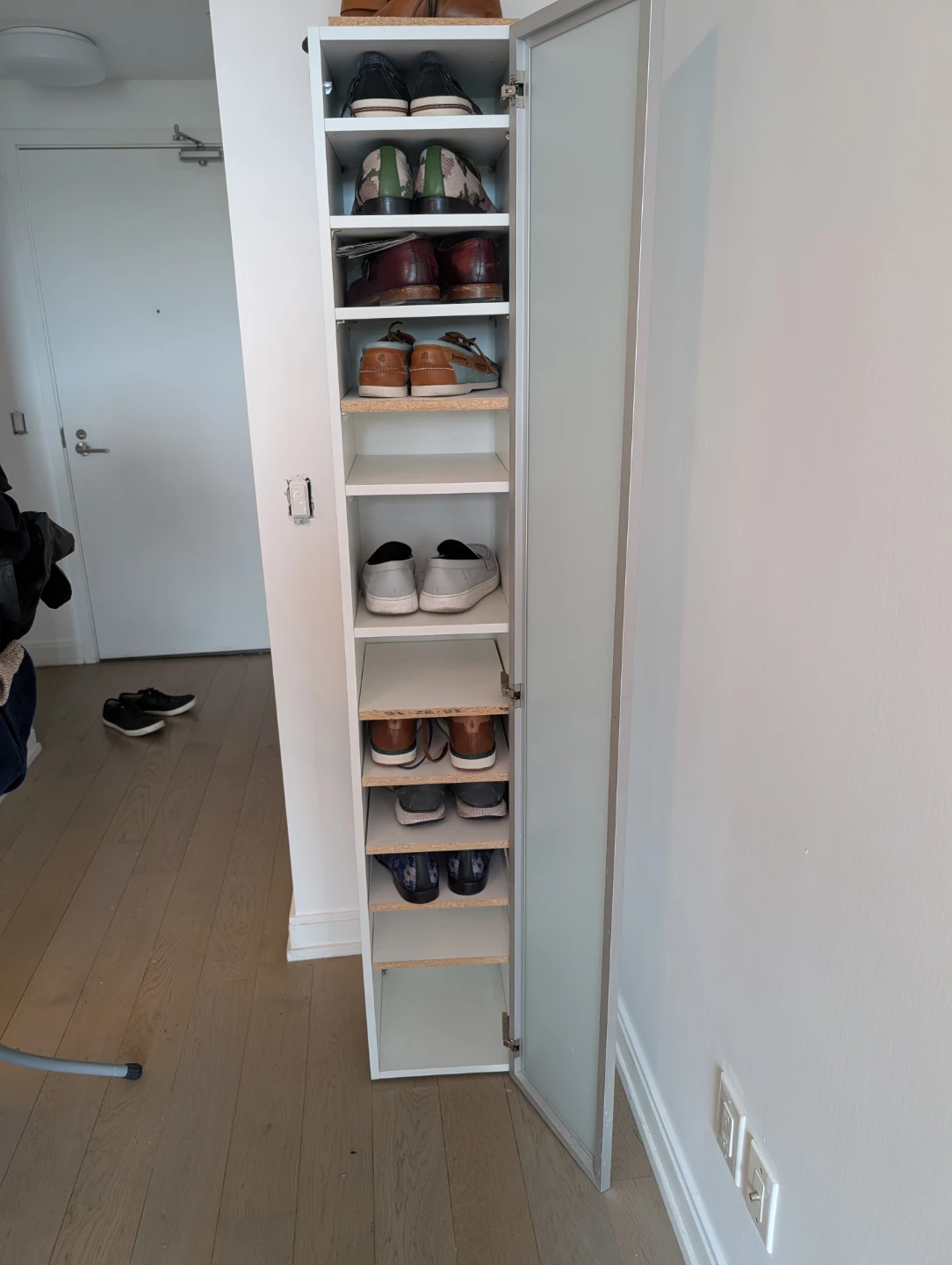 Tall IKEA Shoe Cabinet with Frosted Glass Door - photo 2
