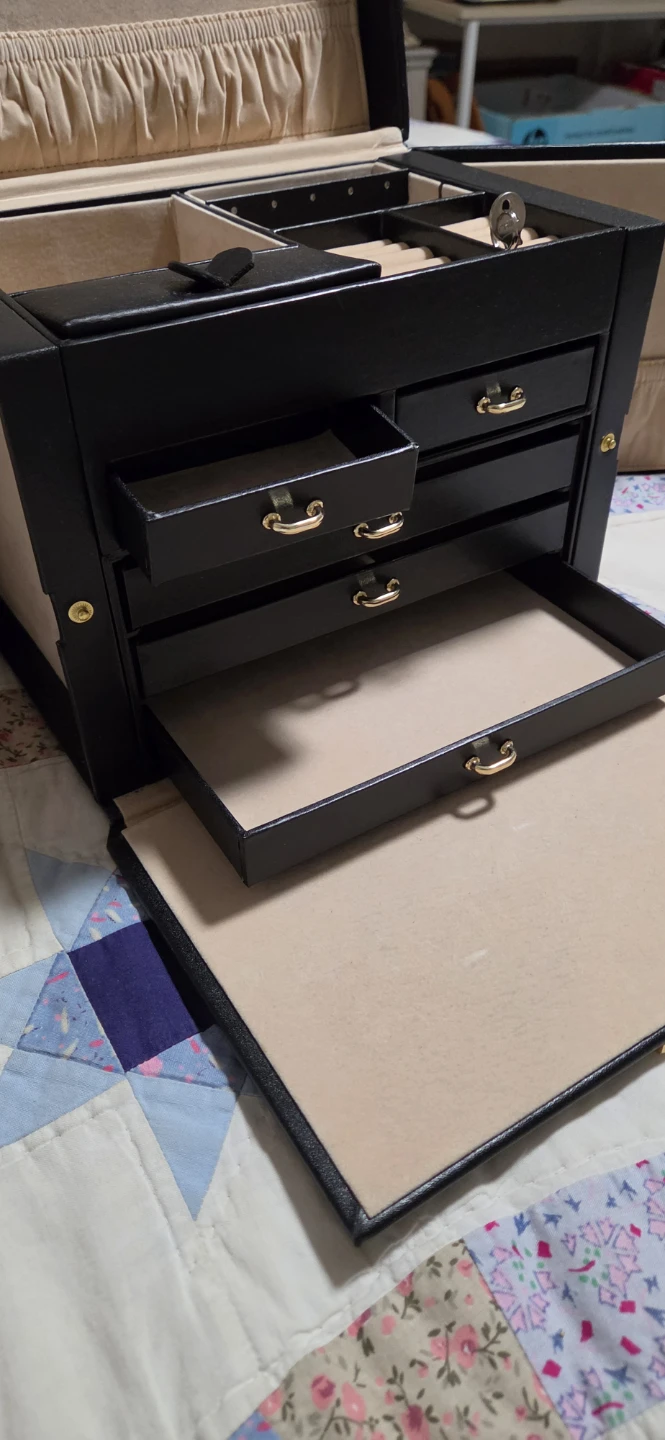 Black Jewelry Box with Mirror and Drawers - photo 5