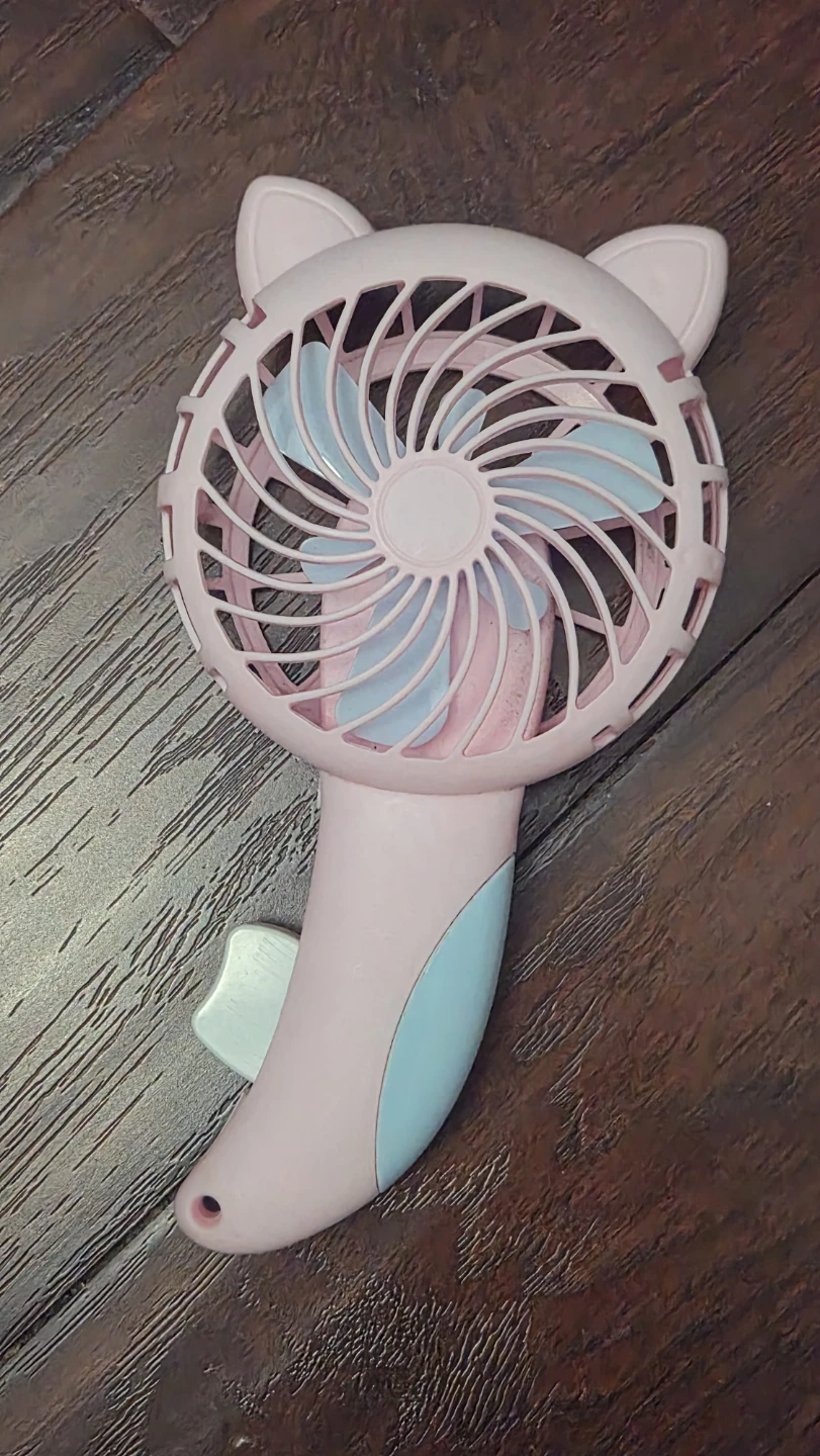 😺 Cute Cat-Ear Pink Handheld Fan - Free!