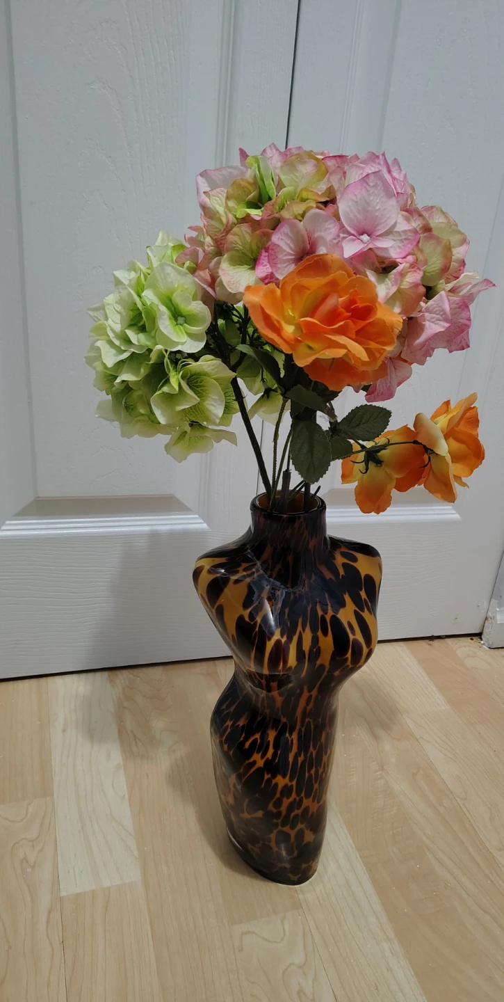 Leopard Print Torso Glass Vase