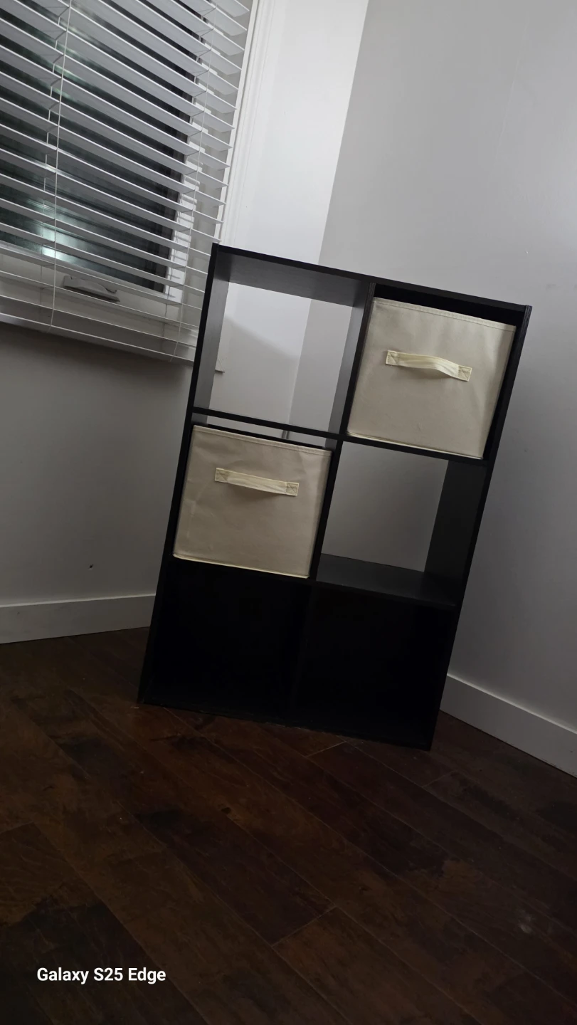 Black Cube Storage Organizer with Two Bins