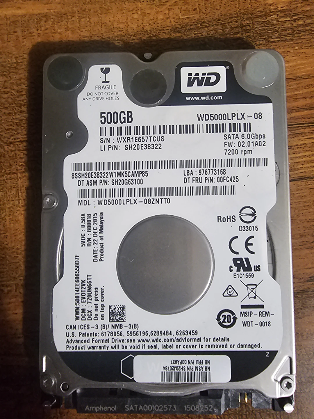 Western Digital 500GB 2.5-inch Internal Hard Drive