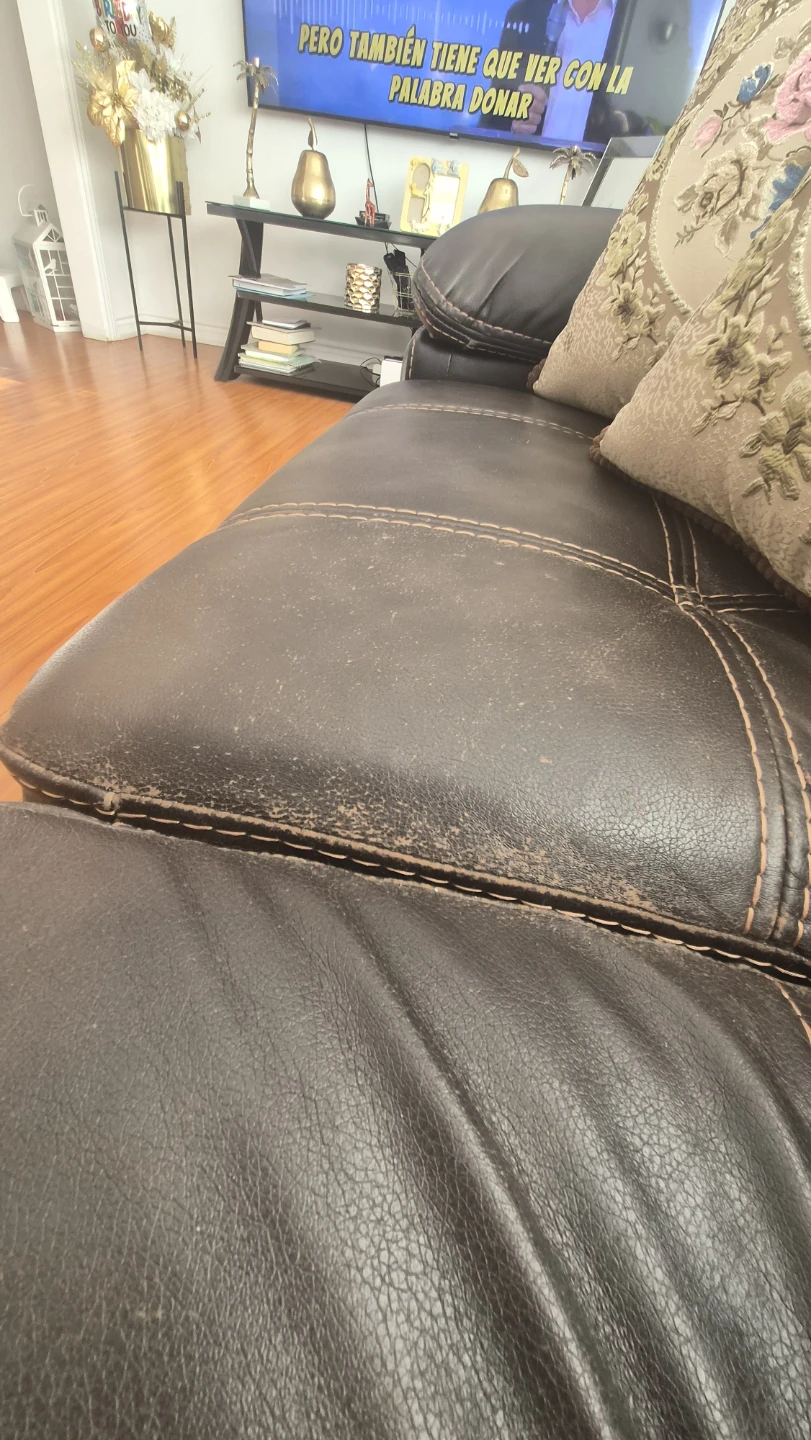 Dark brown faux leather sectional sofa - photo 4