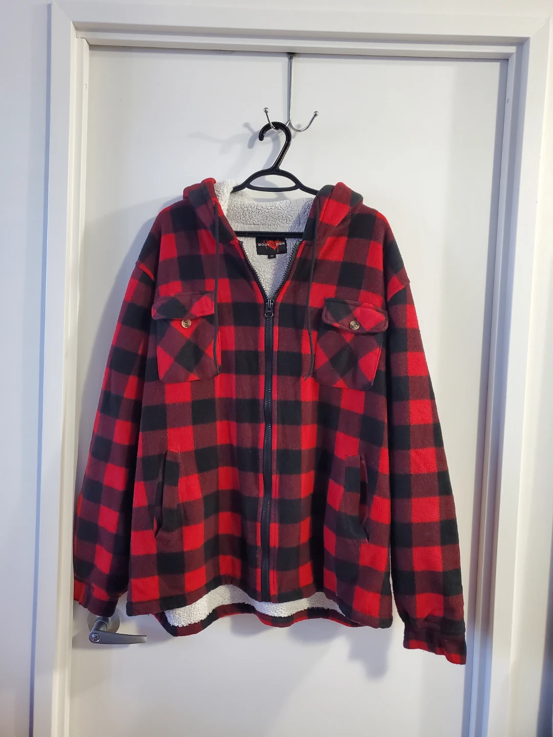 Body Glove Red and Black Plaid Fleece Hoodie