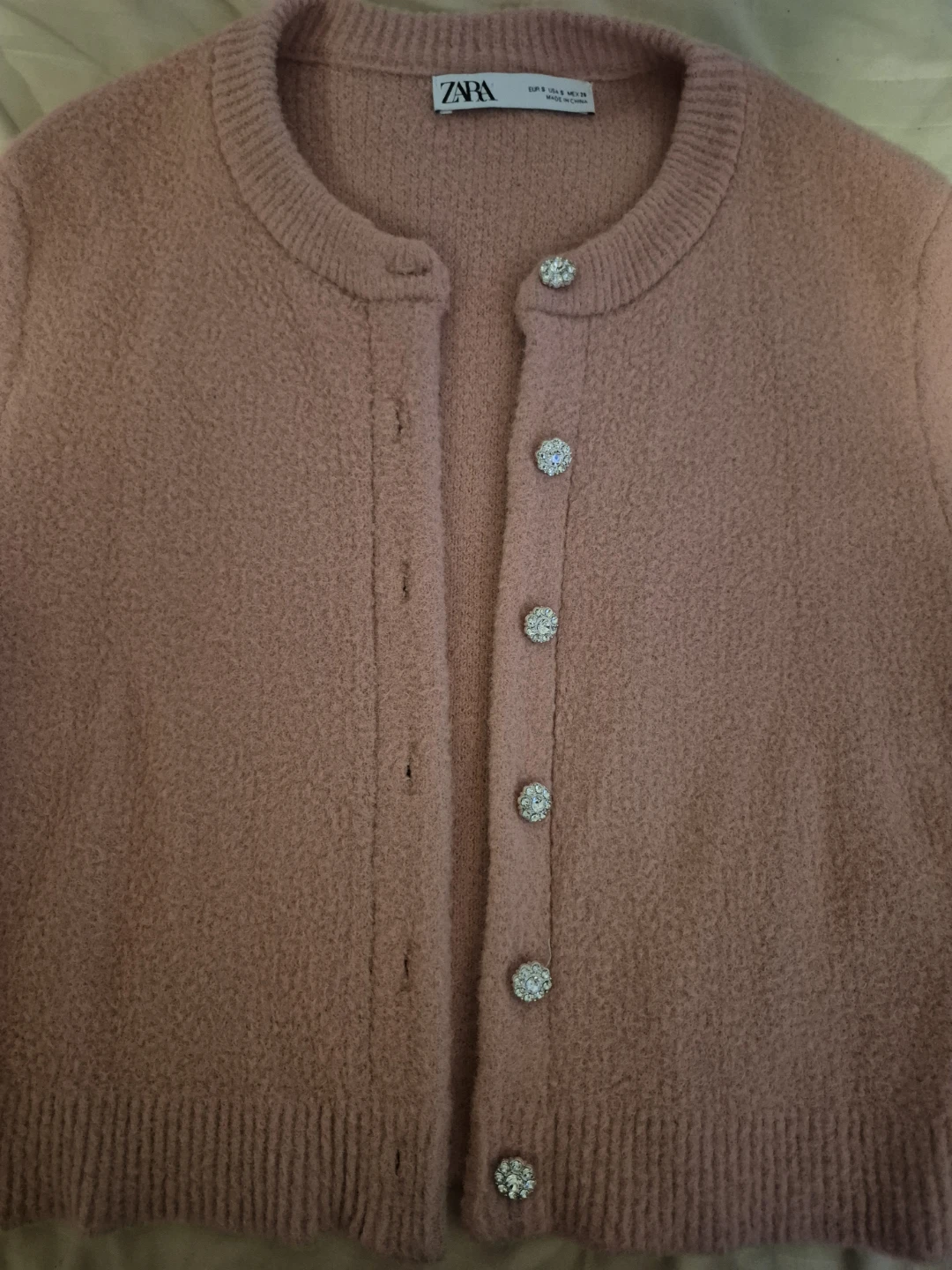 ZARA Pink Cardigan with Crystal Buttons - photo 3