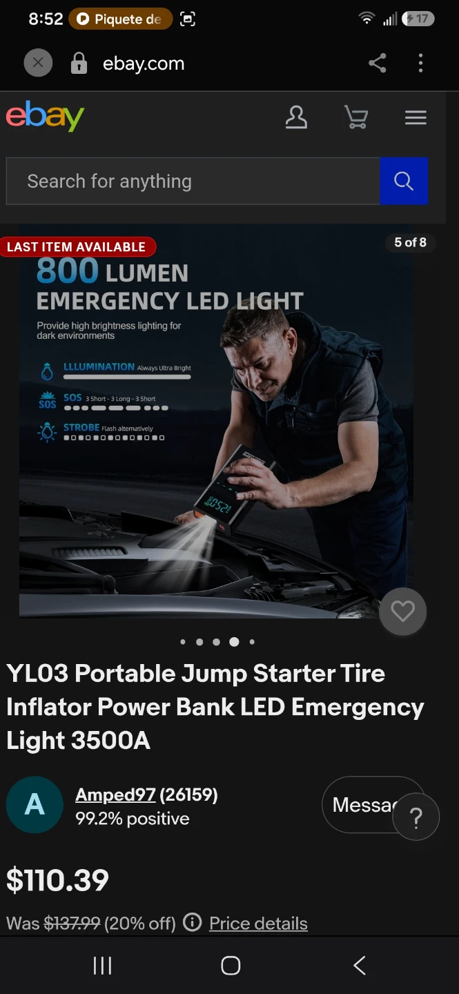 YL03 3500A Portable Jump Starter and Tire Inflator - photo 5