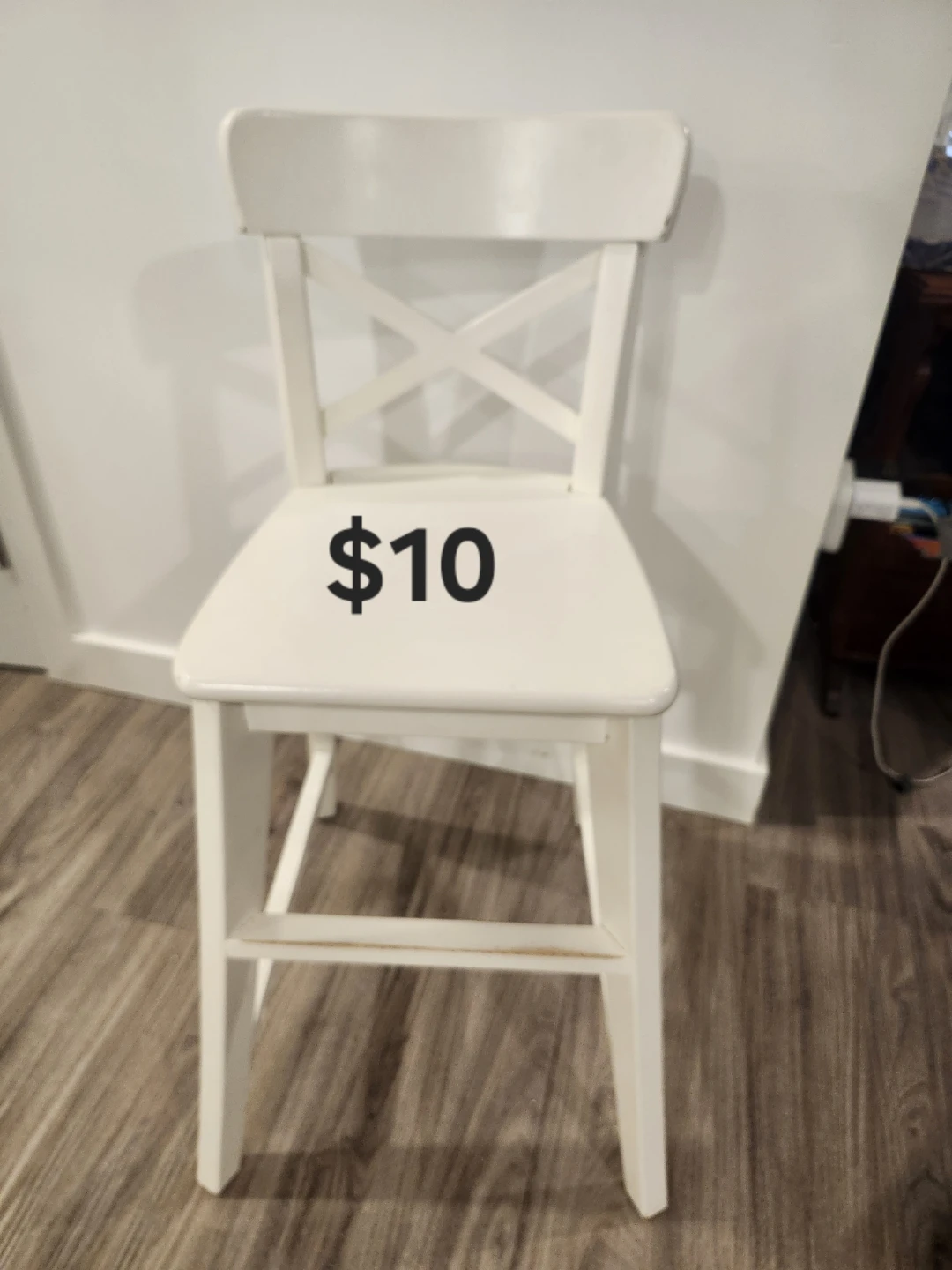 Kids Ikea White cross-back bar stool