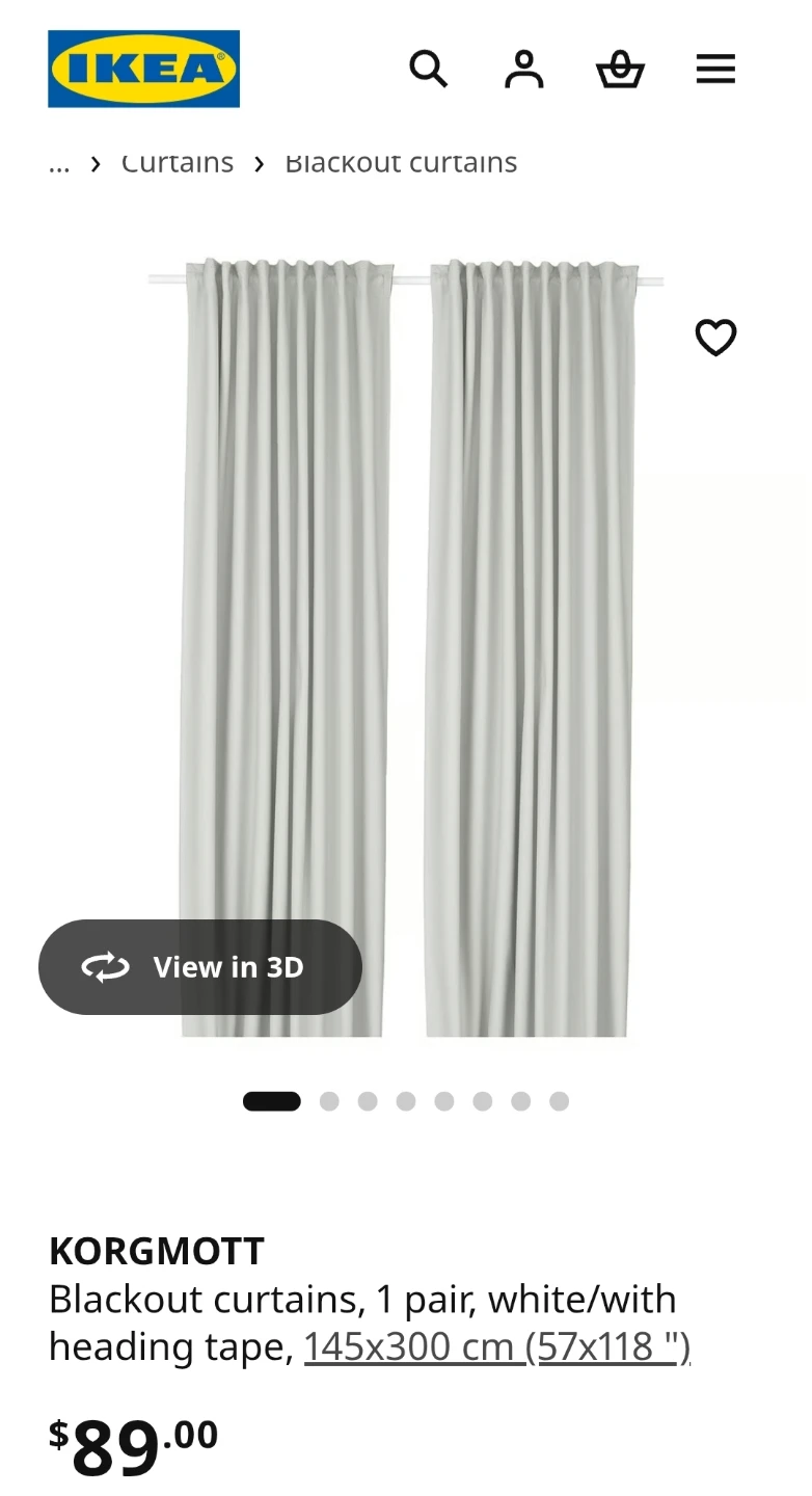 IKEA KORGMOTT White Blackout Curtains
