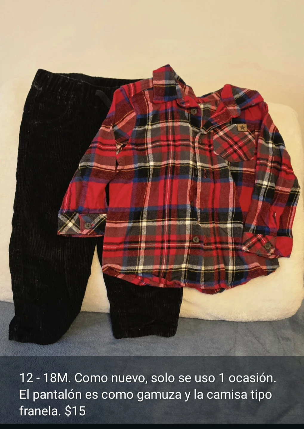 Toddler Plaid Shirt and Corduroy Pants Set