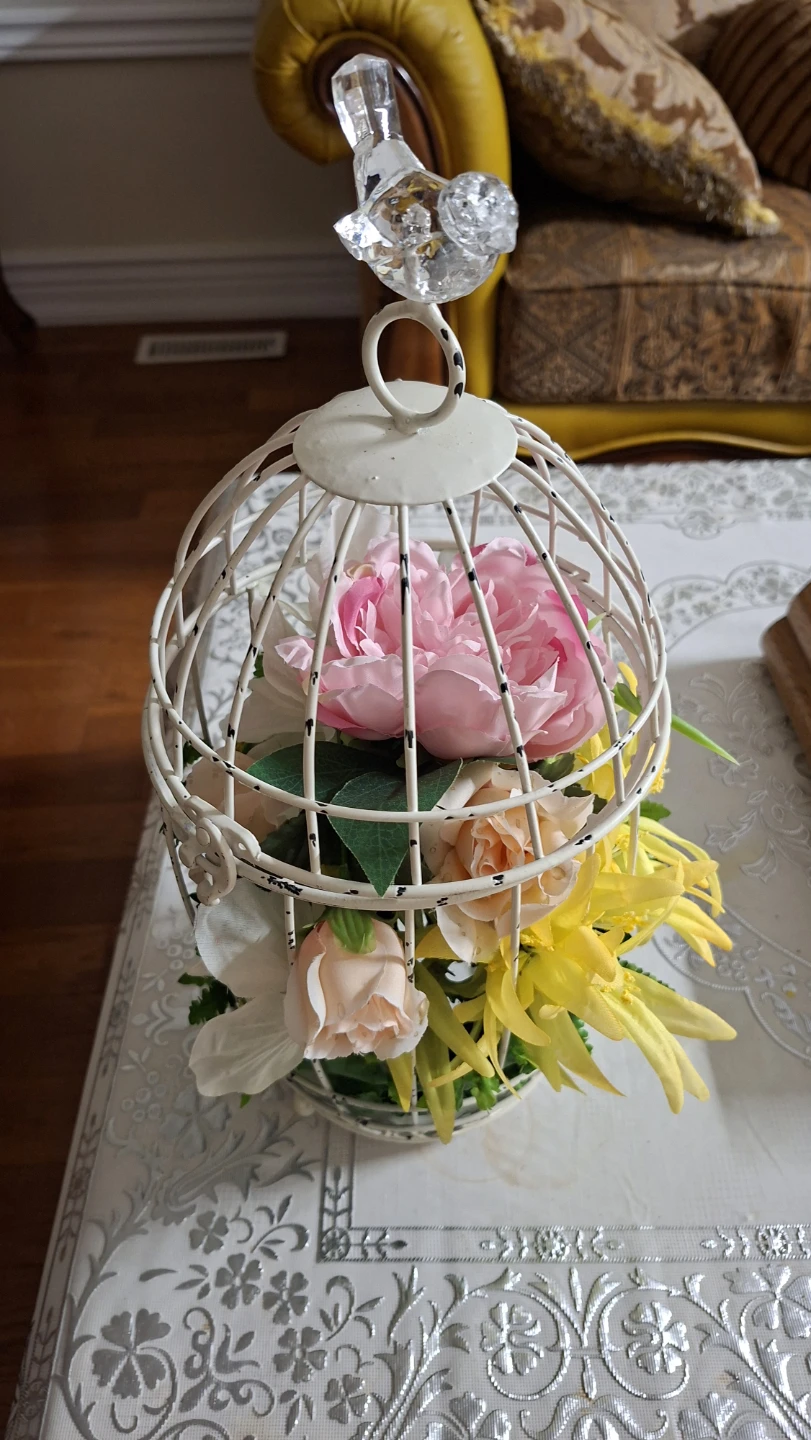 Decorative Birdcage with Artificial Flowers - photo 4
