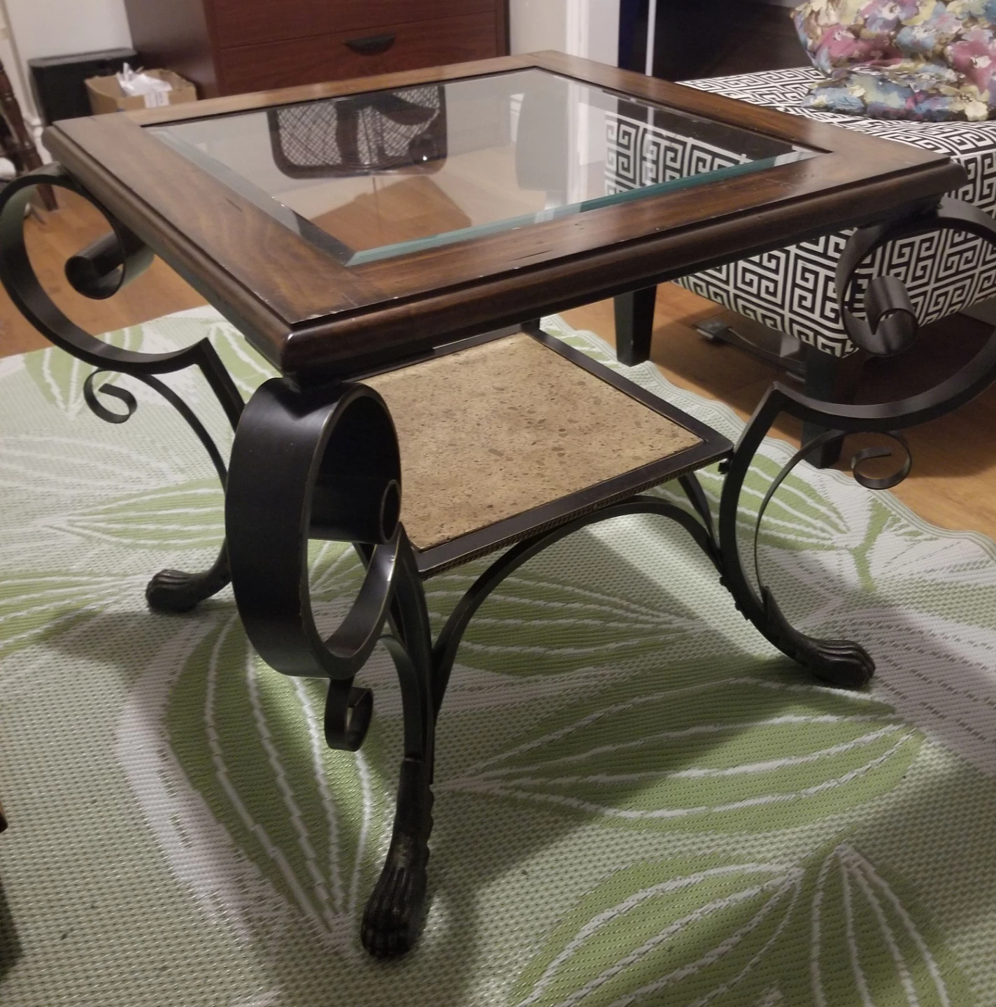 Elegant wrought iron end/coffee table