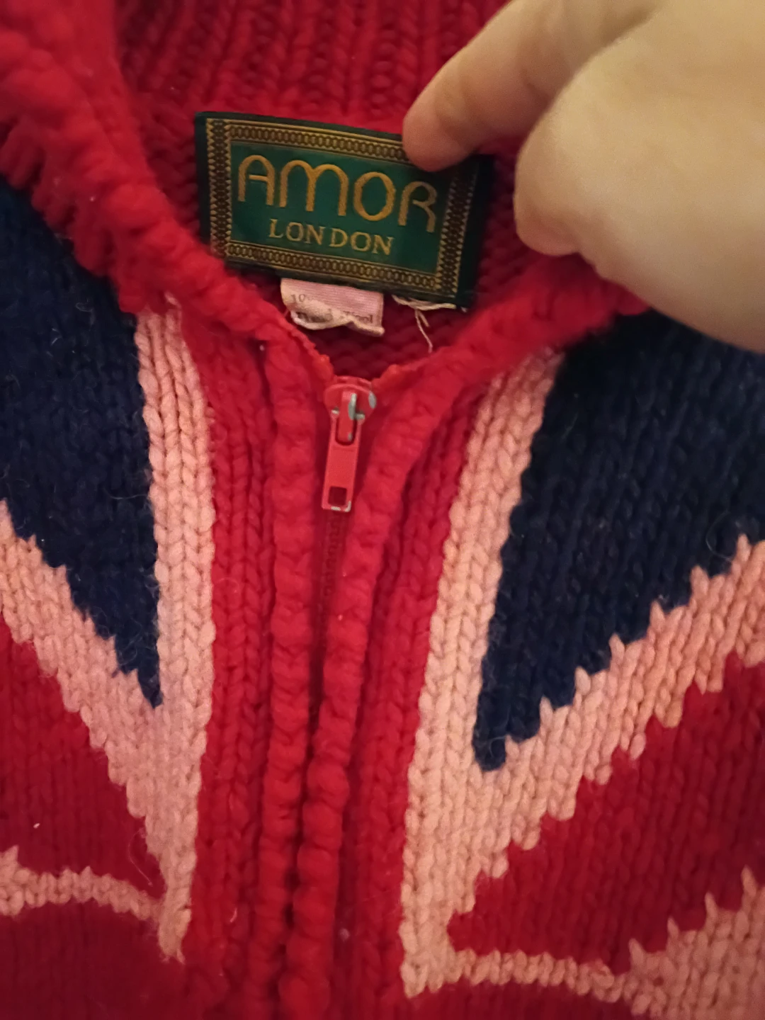 Vintage Amor London Union Jack Wool Knit Zip-up Cardigan - photo 3
