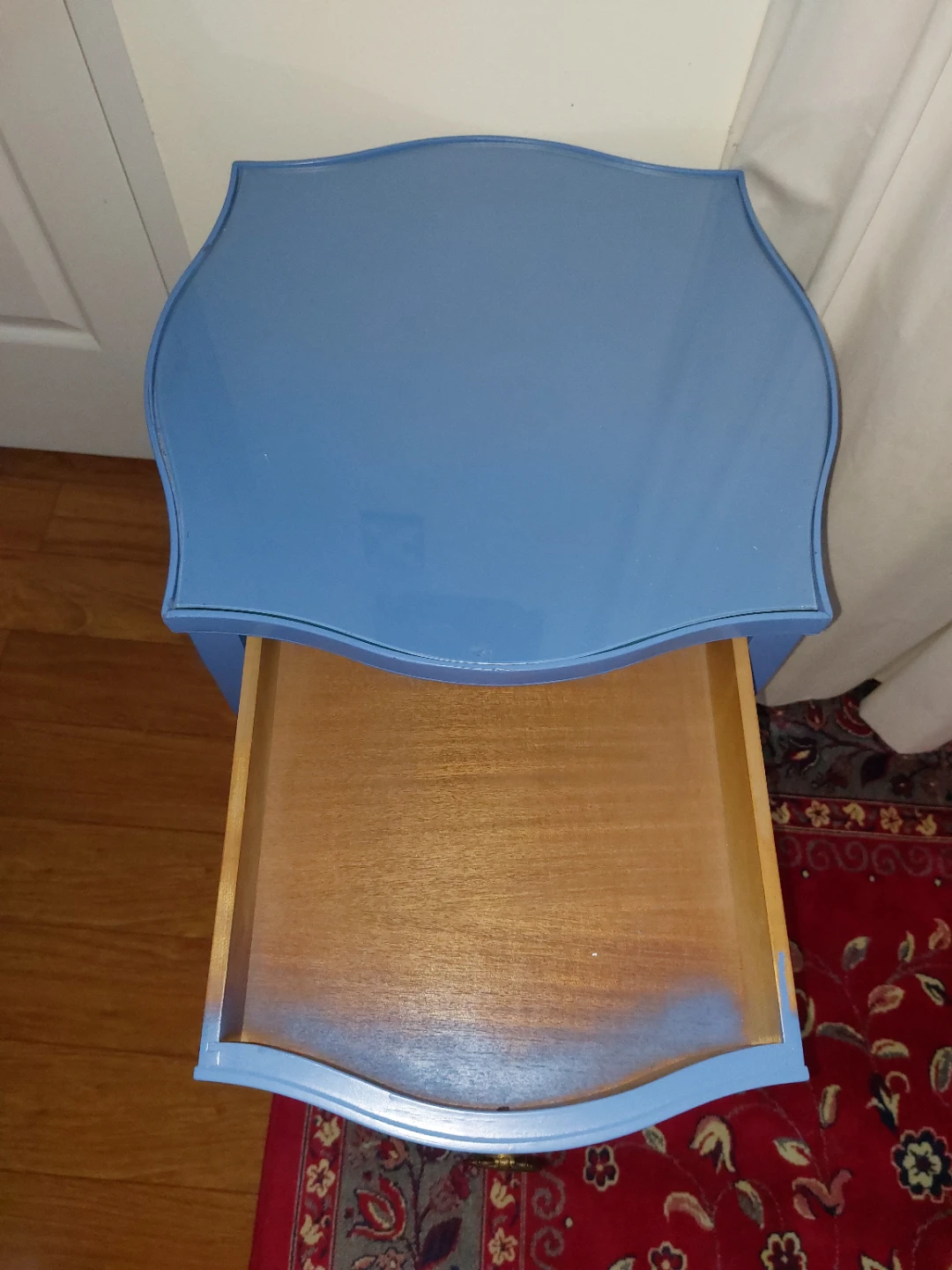 Vintage Blue Painted Wood Side Table - photo 3