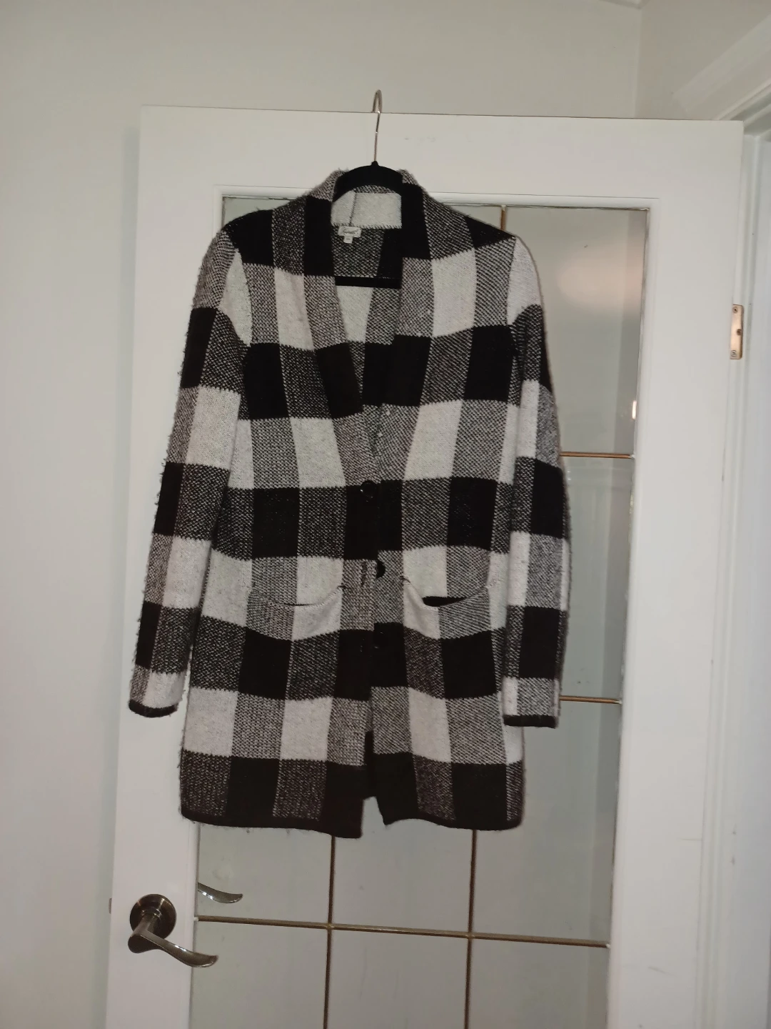 Ardene Black and White Plaid Cardigan