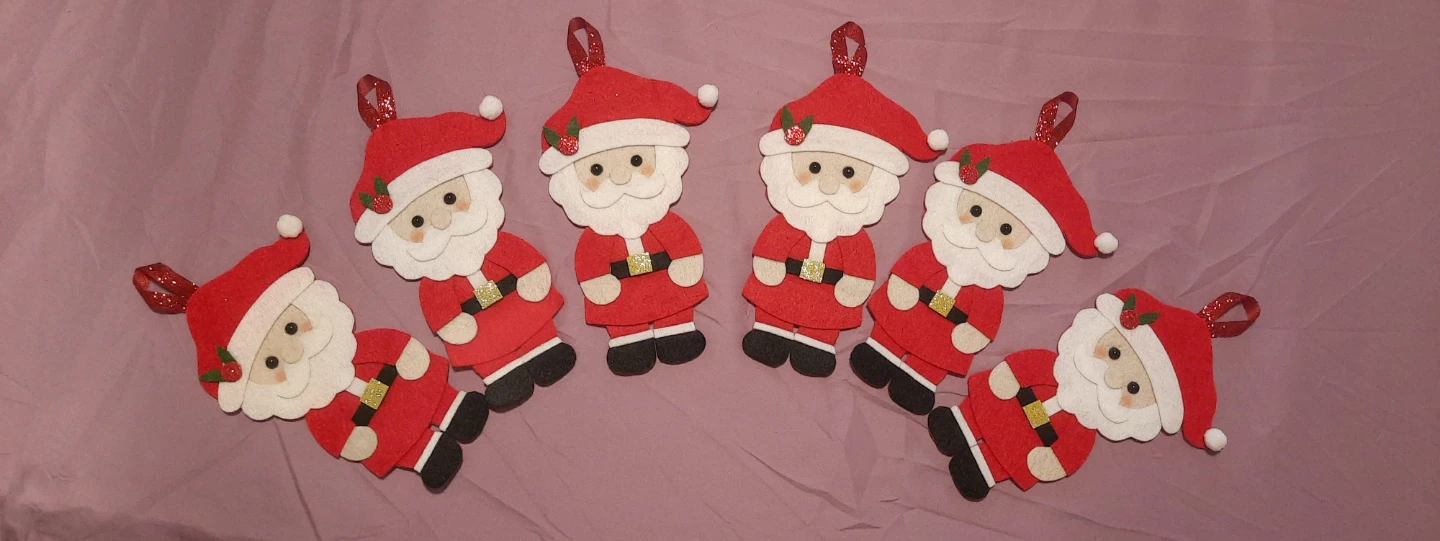 Set of 6 Felt Santa Christmas Ornaments - photo 2