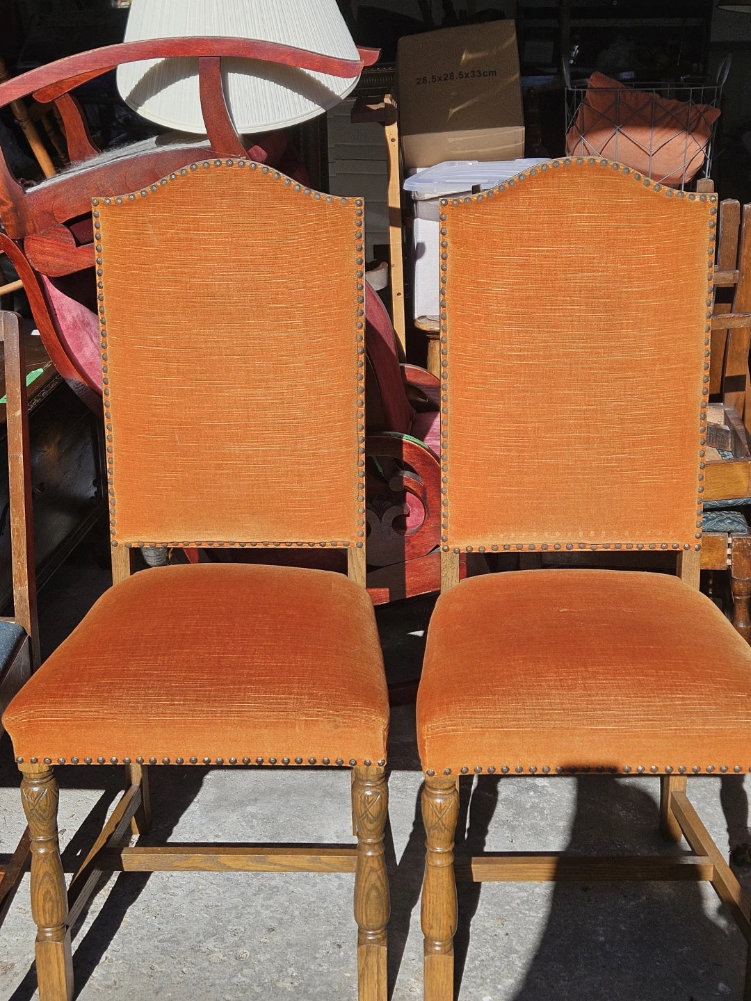 Set of Two Orange Upholstered Dining Chairs - photo 2
