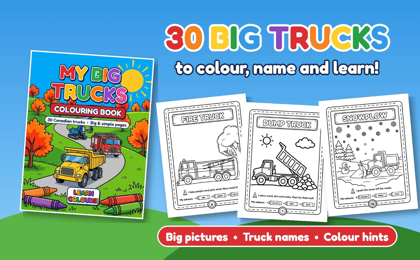 Brand New - My Big Trucks Colouring Book – 30 Trucks to Colour - photo 2
