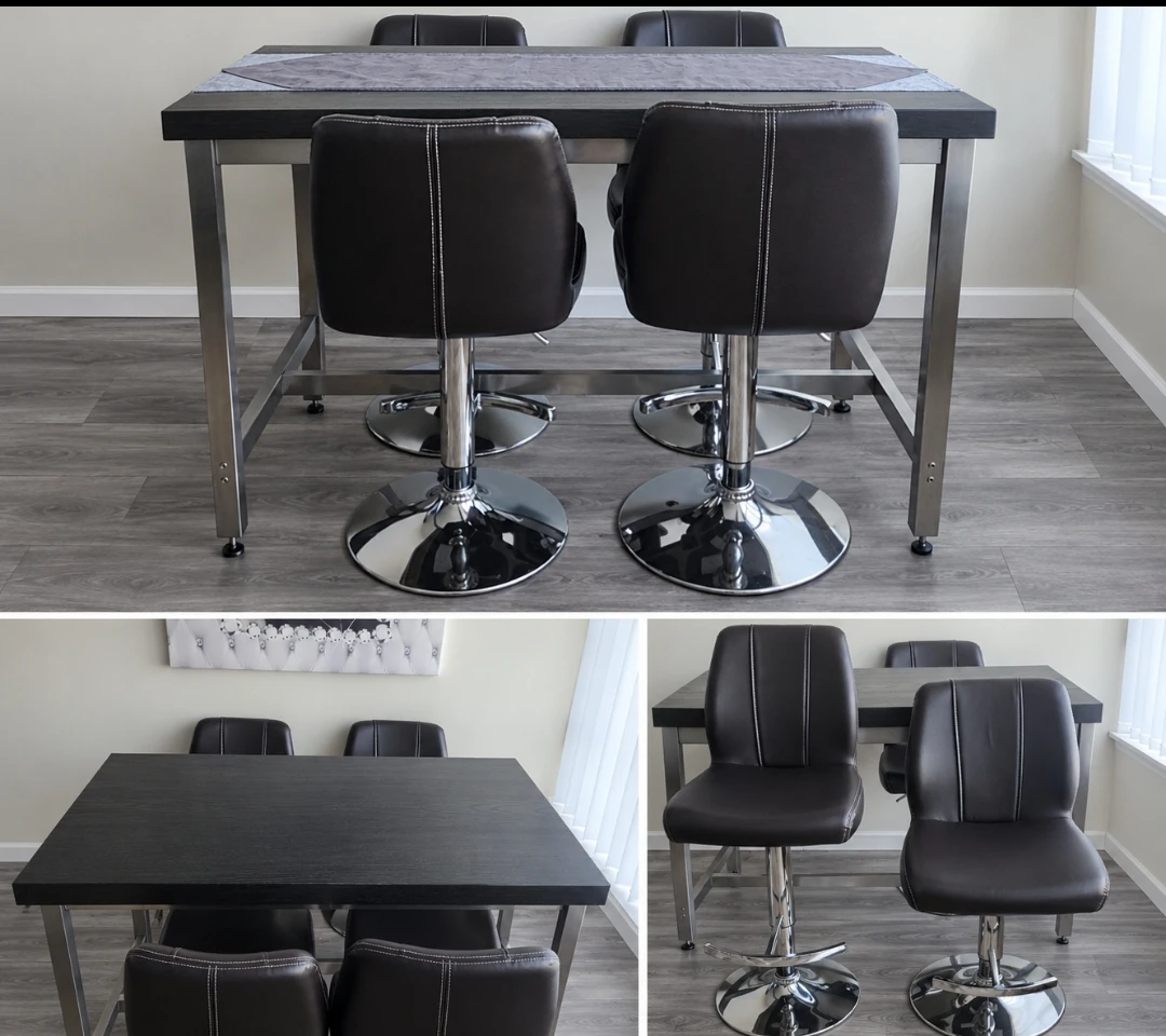 Bar Height Table and 4 Adjustable Stools