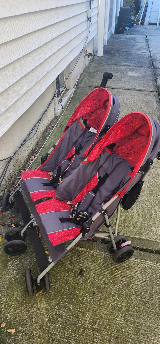Double Umbrella Stroller Red and Gray