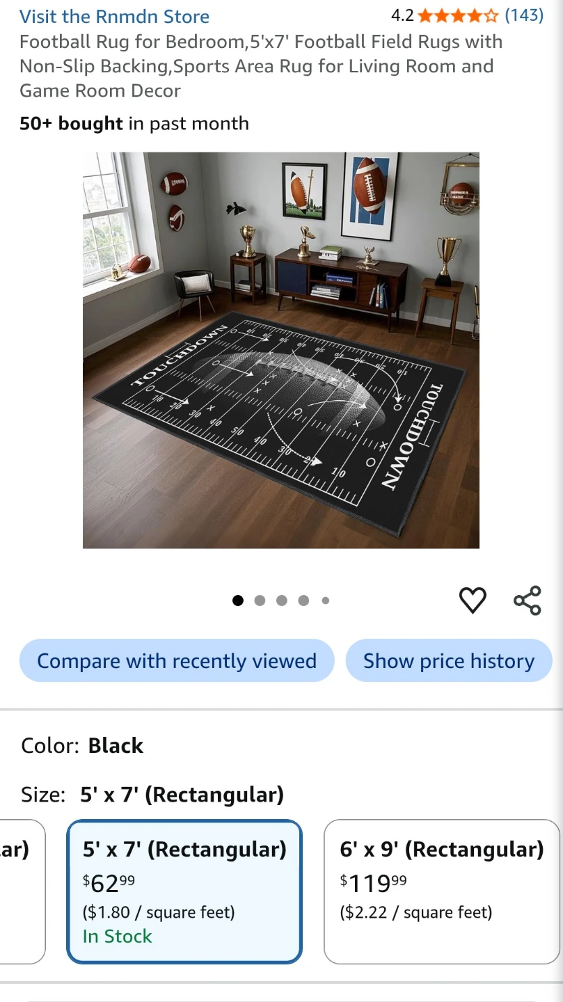 Rnmdn Football Field Area Rug