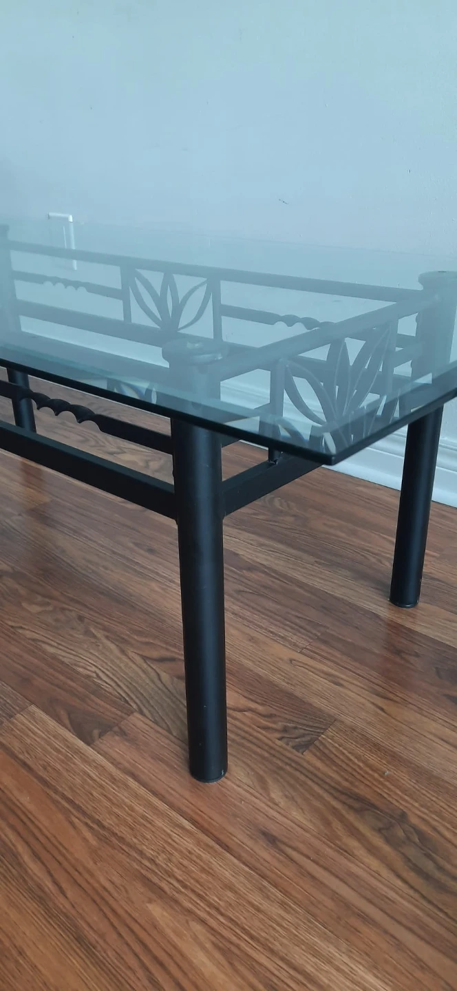 3-Piece Black Metal and Glass Table Set - photo 2