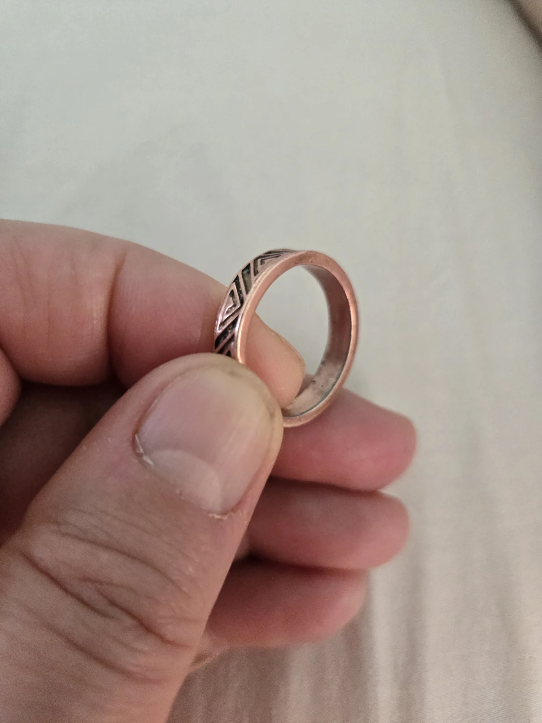 Copper Geometric Pattern Ring size 9 - photo 3