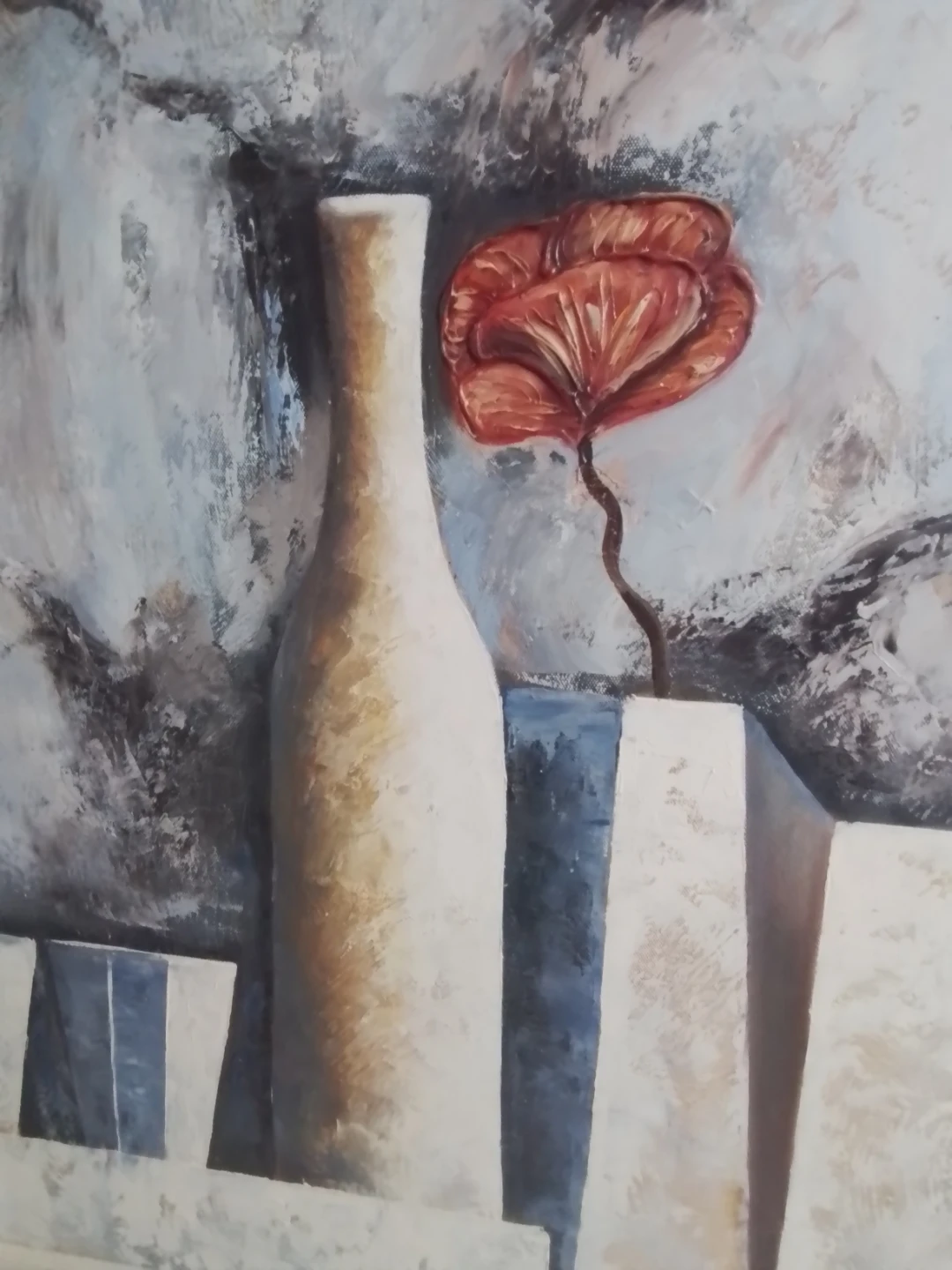 MCM Abstract Still Life Oil Painting – Signed T. Santana - photo 2