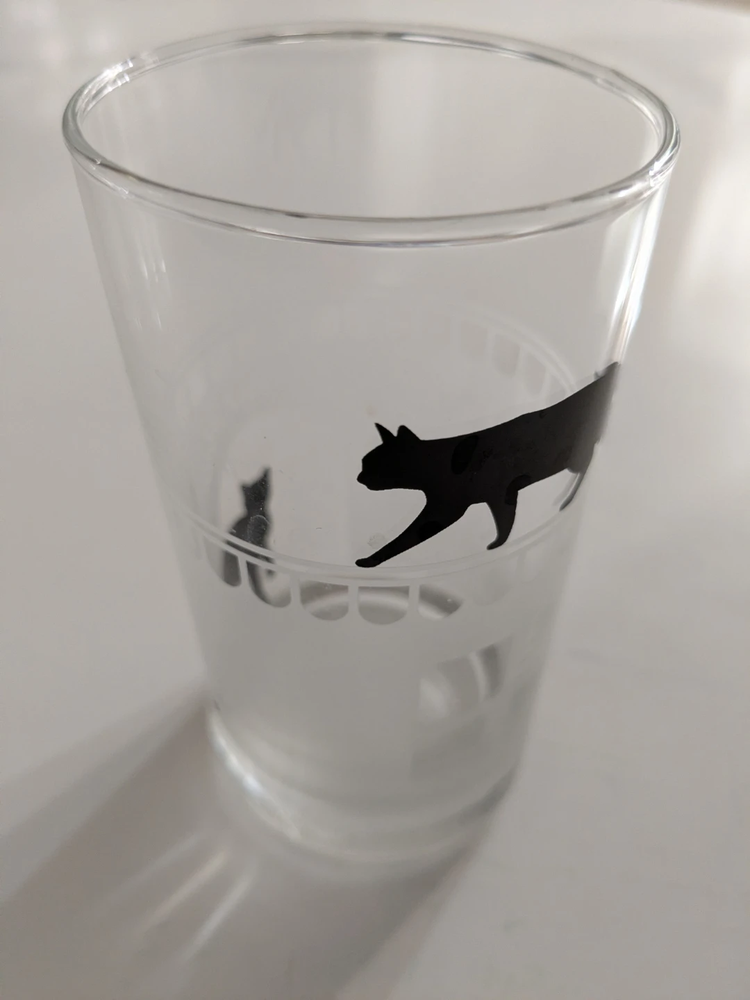 Clear glass with black cat design