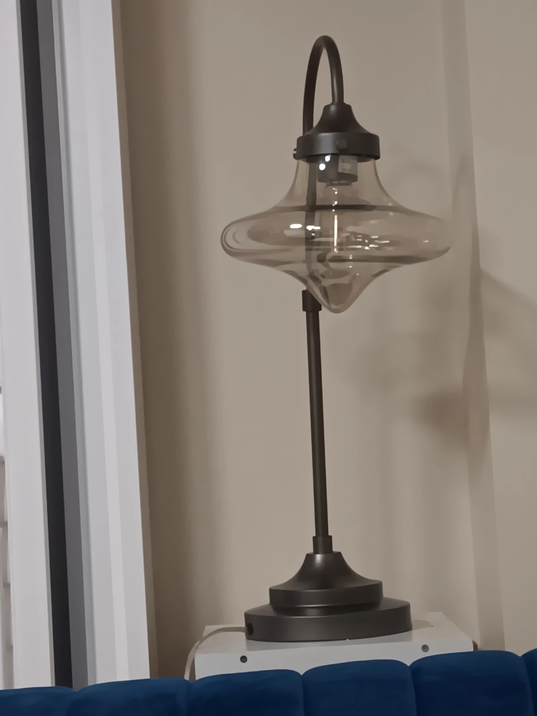 Modern Bronze Table Lamp with Tinted Glass Shade - photo 2