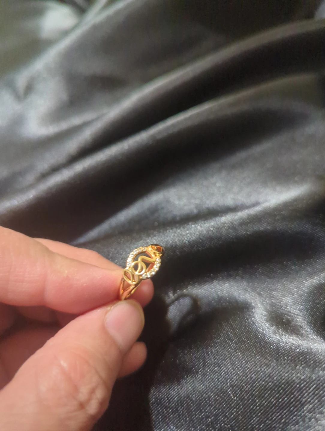 Gold-tone Love ring with crystals - photo 2