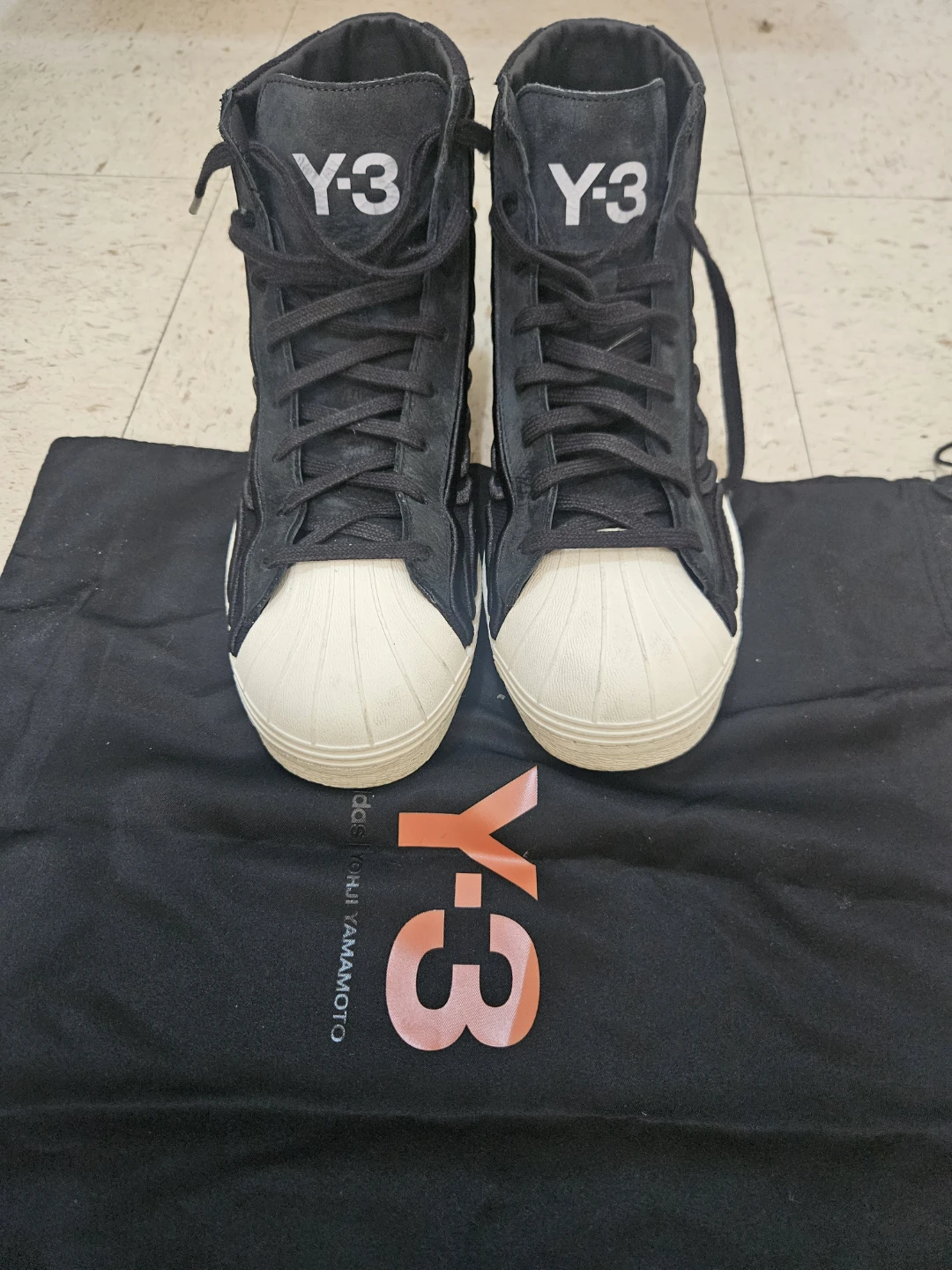 Adidas Y-3 Yohji Yamamoto Black High-Top Sneakers US 7 - photo 3