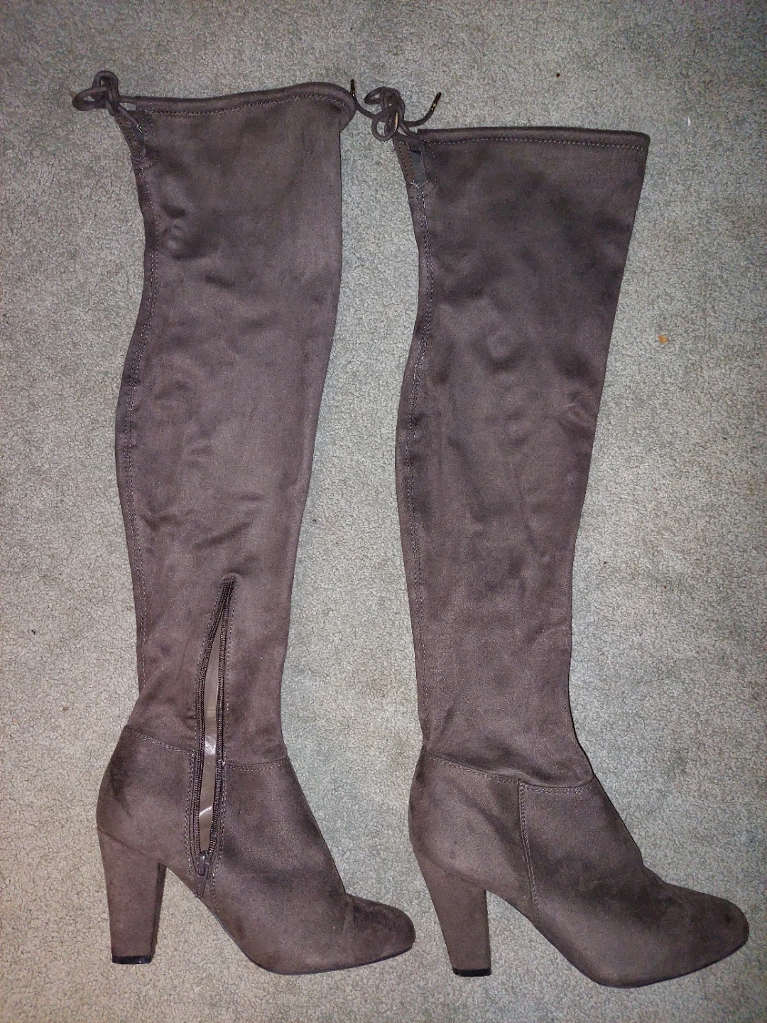 Brown Faux Suede Over-The-Knee Boots