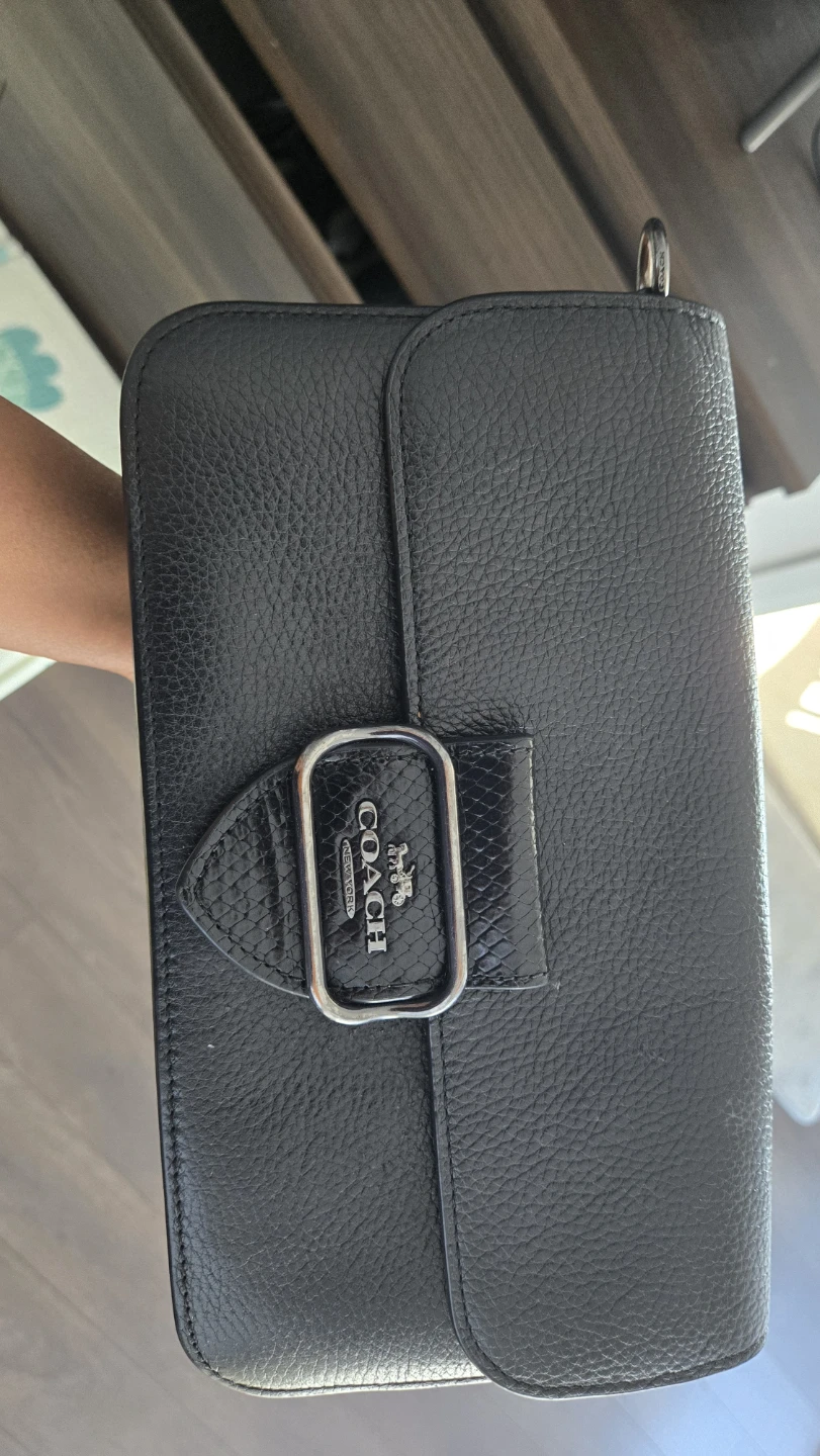 Vintage Black Coach Pebbled Leather Crossbody Bag