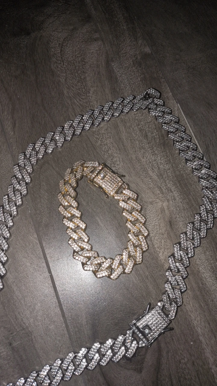 Iced Out Cuban Link Necklace and Bracelet Set - photo 4