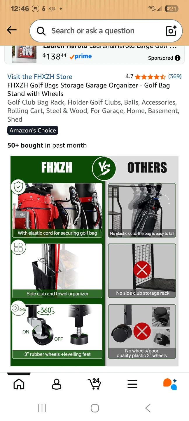 Bnib. Rolling golf bag storage rack - photo 4