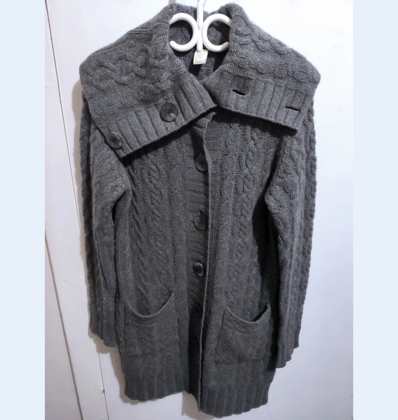Kinross 100% Cashmere Long Cardigan L/XL Womens