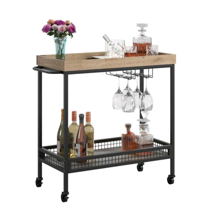 New in box Industrial Style Rolling Bar Cart - photo 2