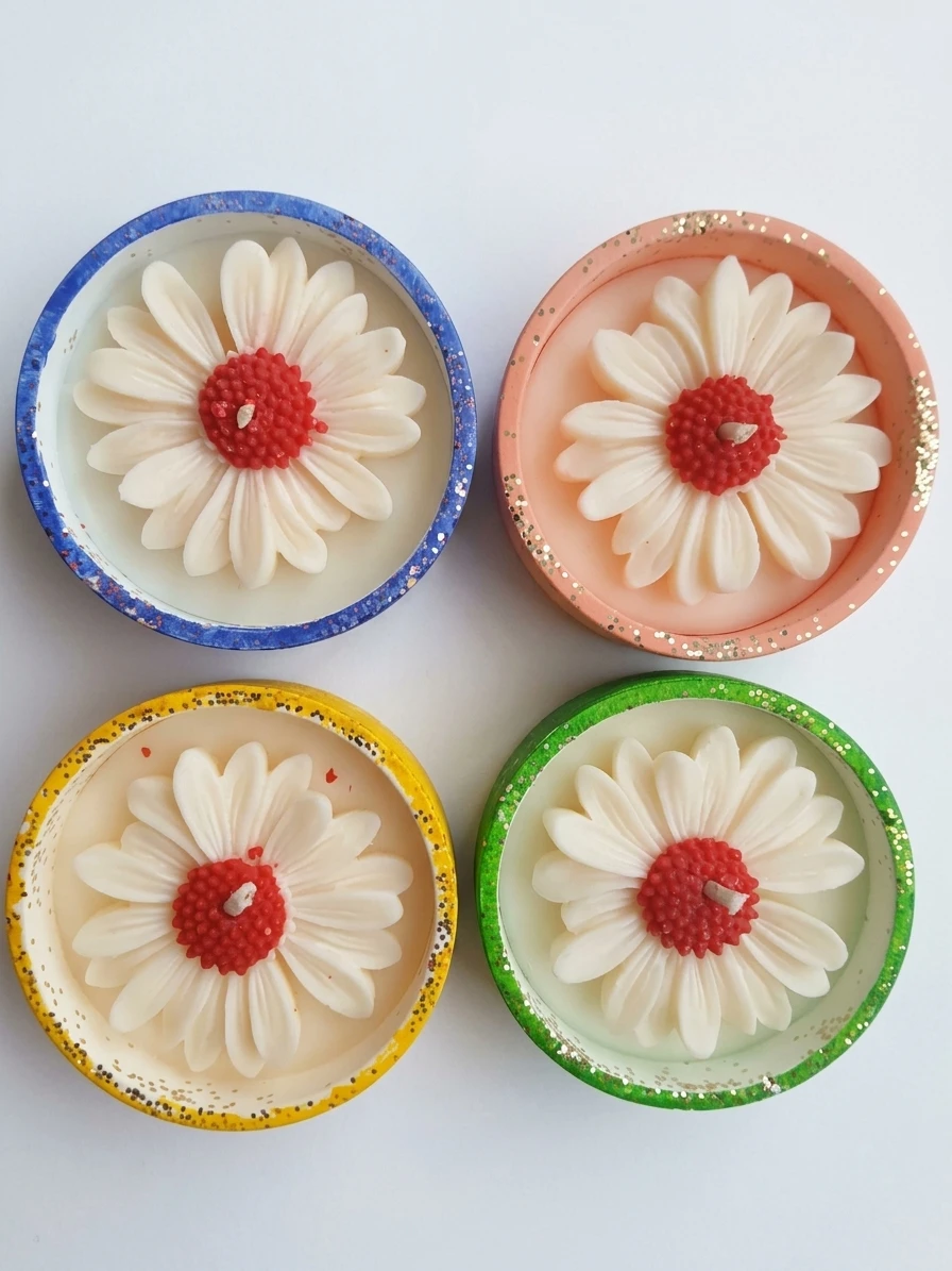 Floral scented Daisy Candle/Diyas - photo 2